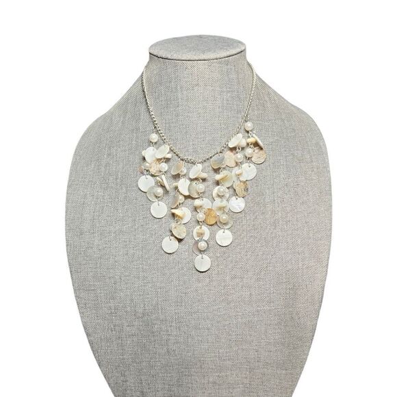 Abalone Aura & Mother of Pearl Disc Cascade Necklace (NWOT) - Picture 7 of 10